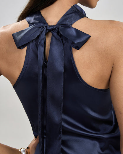 Blue Halter Tie Tank Top