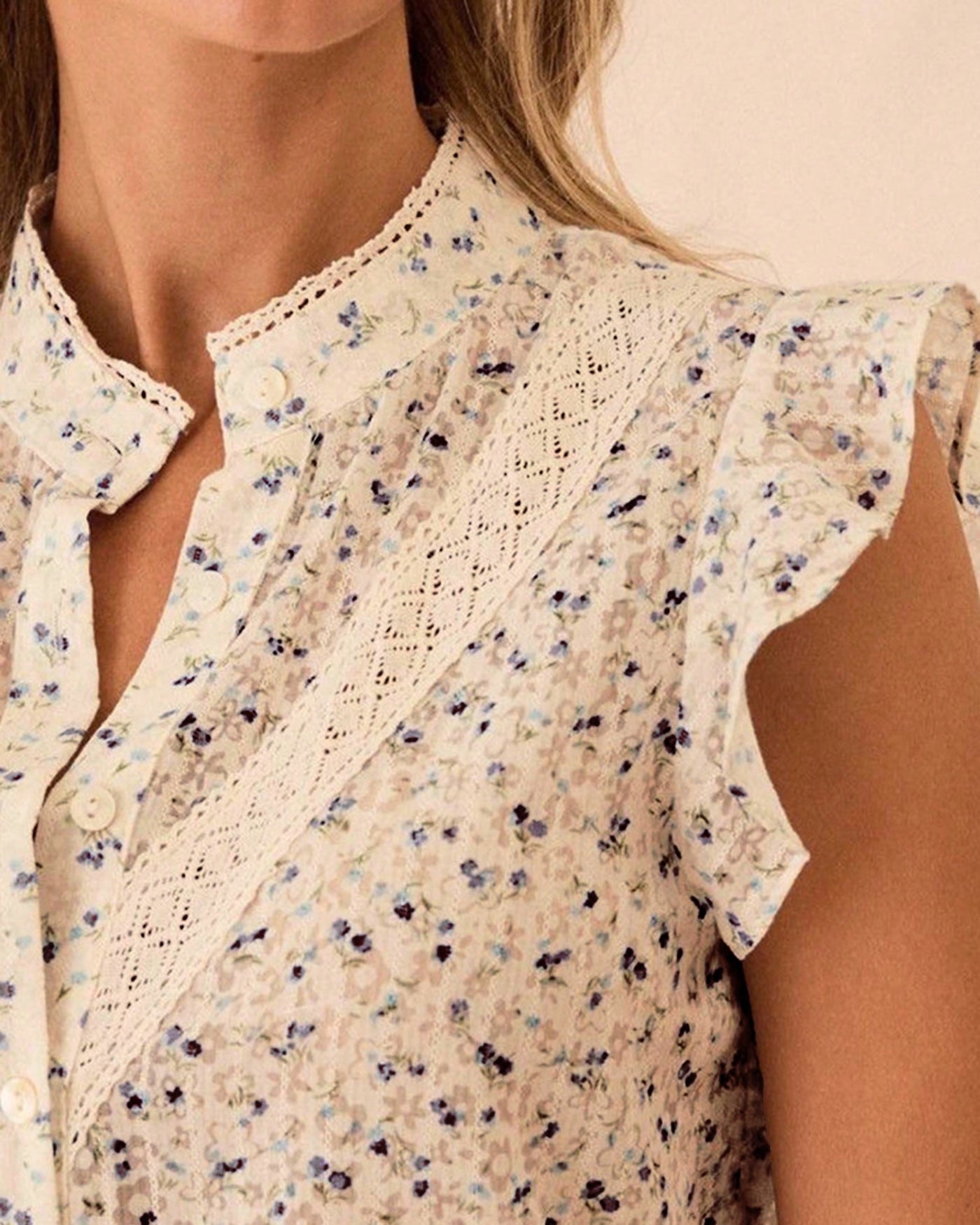 Apricot Polka Dot Ruffled Blouse