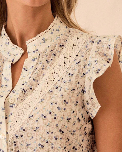 Apricot Polka Dot Ruffled Blouse