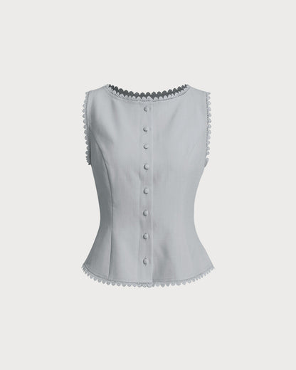 Light Blue Single Breasted Vest