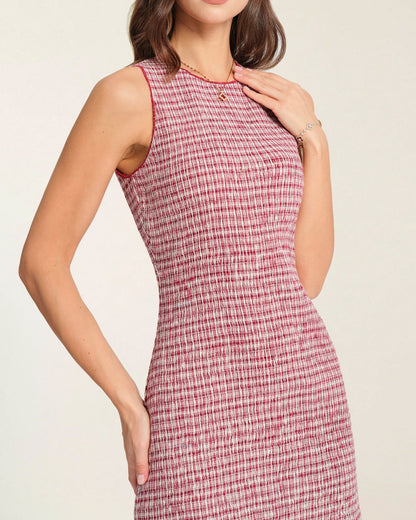 Red Ruffle Plaid Mini Dress
