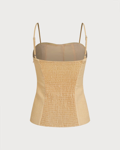 Yellow Solid Button Tank Top